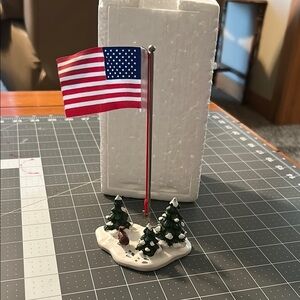Dept. 56 Patriotic Holiday Flag Display with Trees